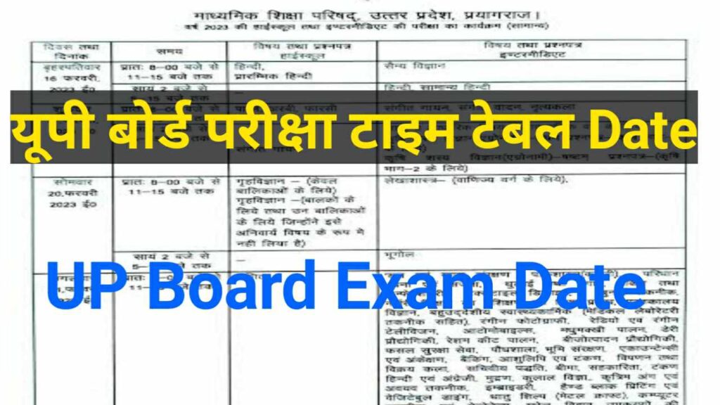 up board exam date 2023